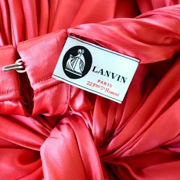 Lanvin Pink Geranium Knotted Draped Fluid Silk Satin Blouson Dress NEW NWOT 34 - Picture 11 of 11